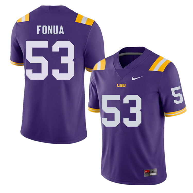 Men #53 Soni Fonua LSU Tigers College Football Jerseys Sale-Purple